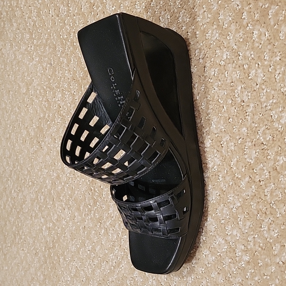 Cole Haan Studio Wedge Sandals - Black - Size 7B